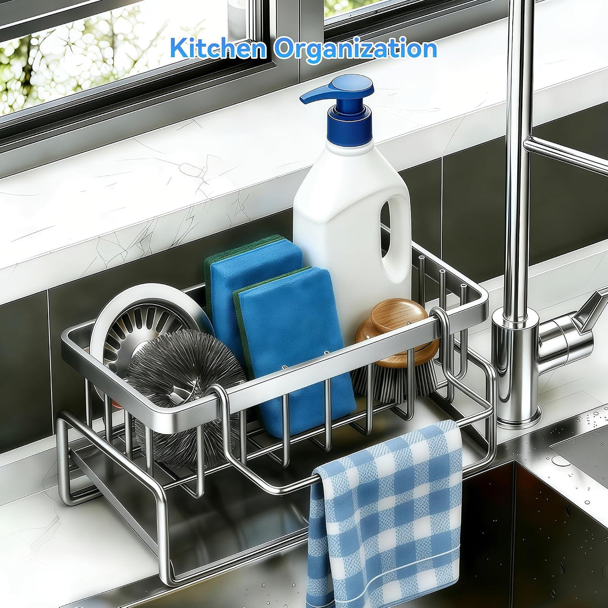Kitchen Sink Sponge Holder & Caddy – Grey