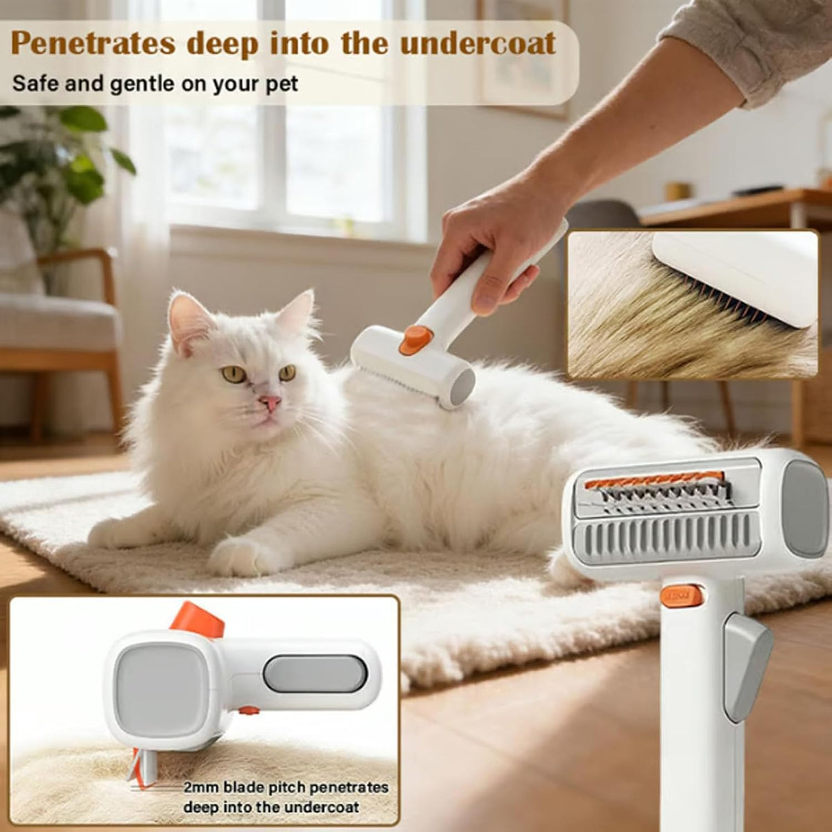 2-in-1 Pet Grooming Comb | Self-Cleaning Deshedding Brush for Dogs & Cats