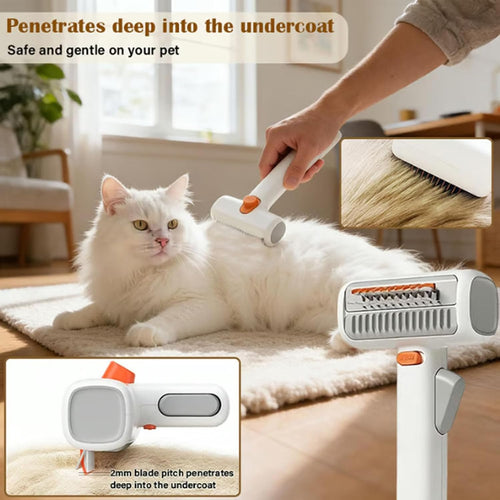 2-in-1 Pet Grooming Comb | Self-Cleaning Deshedding Brush for Dogs & Cats