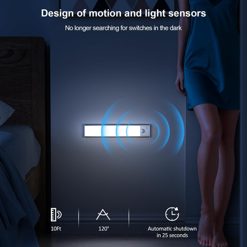 2-Pack Rechargeable LED Motion Sensor Under-Cabinet Lights | Magnetic Wireless