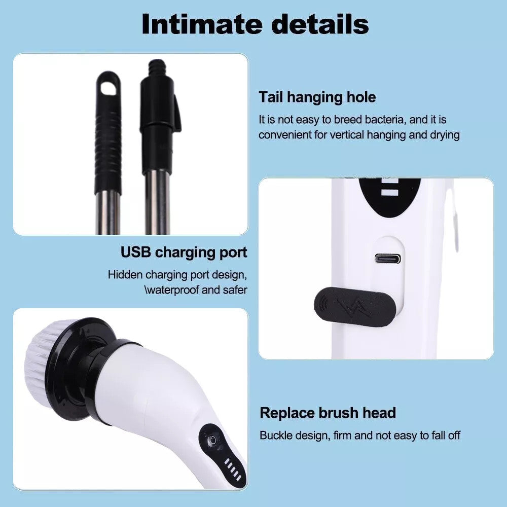 Cordless Electric Spin Scrubber – 9 Brush Heads