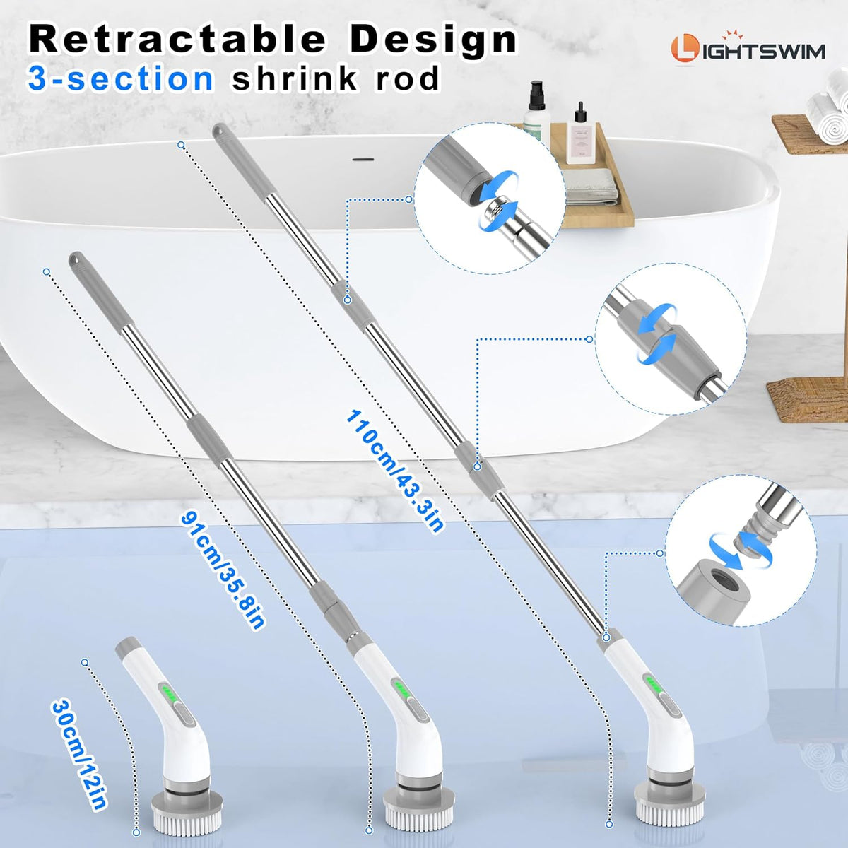 7-in-1 Electric Spin Scrubber | 420RPM Powerful Cleaning Brush