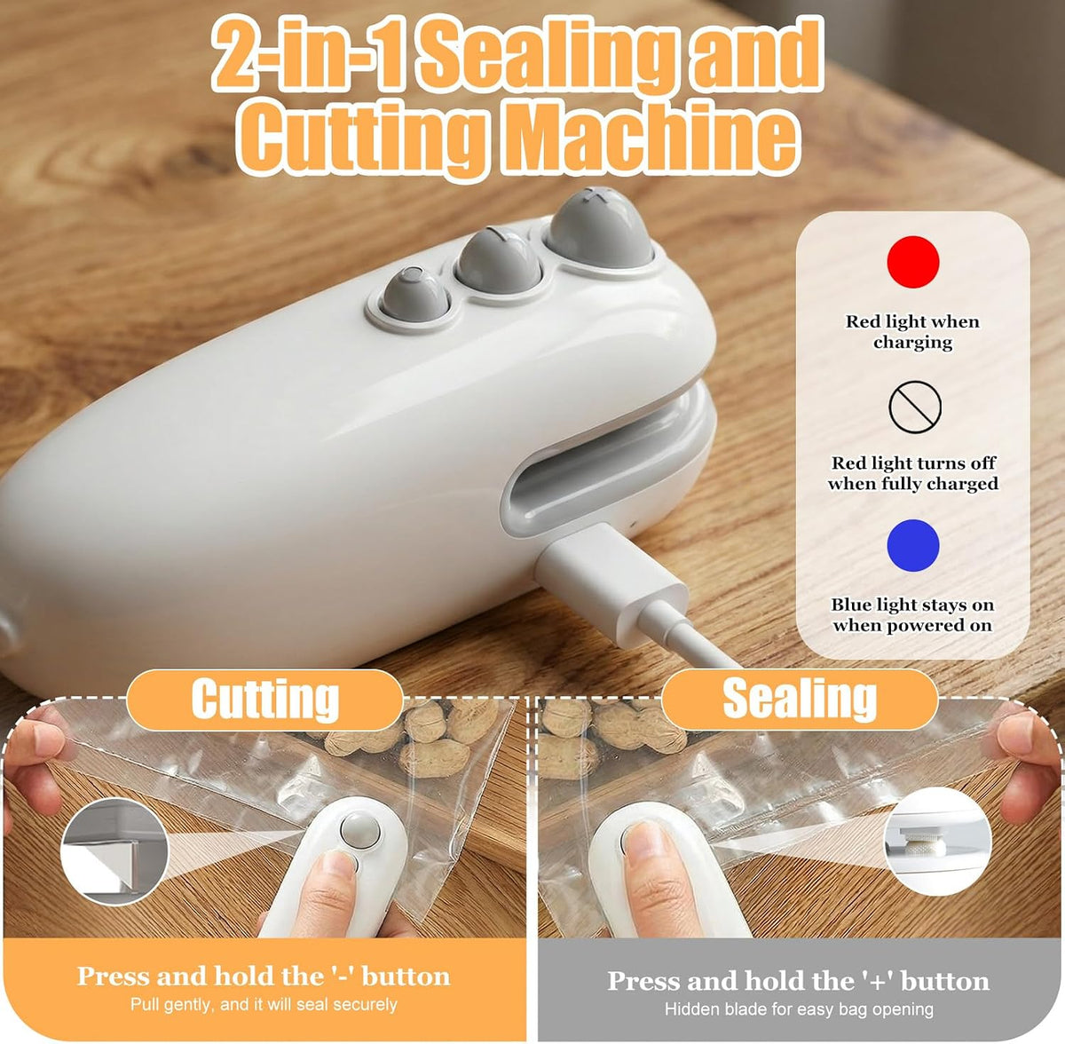 2-in-1 Mini Bag Sealer | Rechargeable Heat Sealer & Cutter