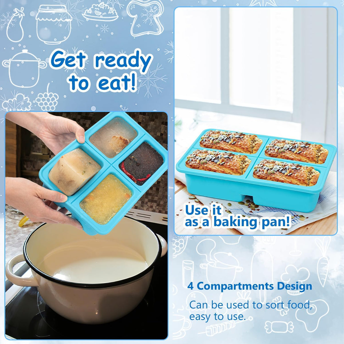 4-Compartment Silicone Soup Freezer Mould