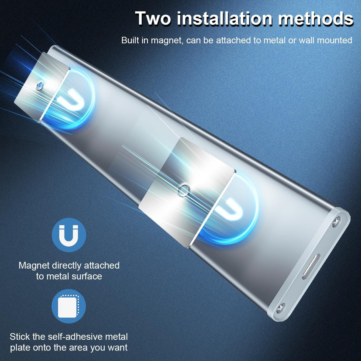 2-Pack Rechargeable LED Motion Sensor Under-Cabinet Lights | Magnetic Wireless