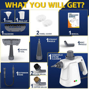 Steam Cleaner, Handheld Steam Cleaner for Home with Safety Lock, 12 Accessories Multisurface Portable Steam Cleaner for Cleaning, 450ML Capacity Steam Cleaner Handheld for Bath, Kitchen, Floor, Window