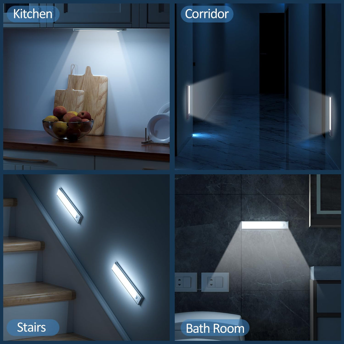 2-Pack Rechargeable LED Motion Sensor Under-Cabinet Lights | Magnetic Wireless