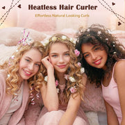 Heatless Hair Curler Set | Satin No-Heat Curlers with Clips & Scrunchies