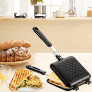 Sandwich Maker, Grilled Sandwich and Panini Maker Pan with Non-Stick Plates, Stovetop Toasted Sandwich Maker Aluminum Flip Pan for Home Kitchen, 5.9" L X 14.2" H