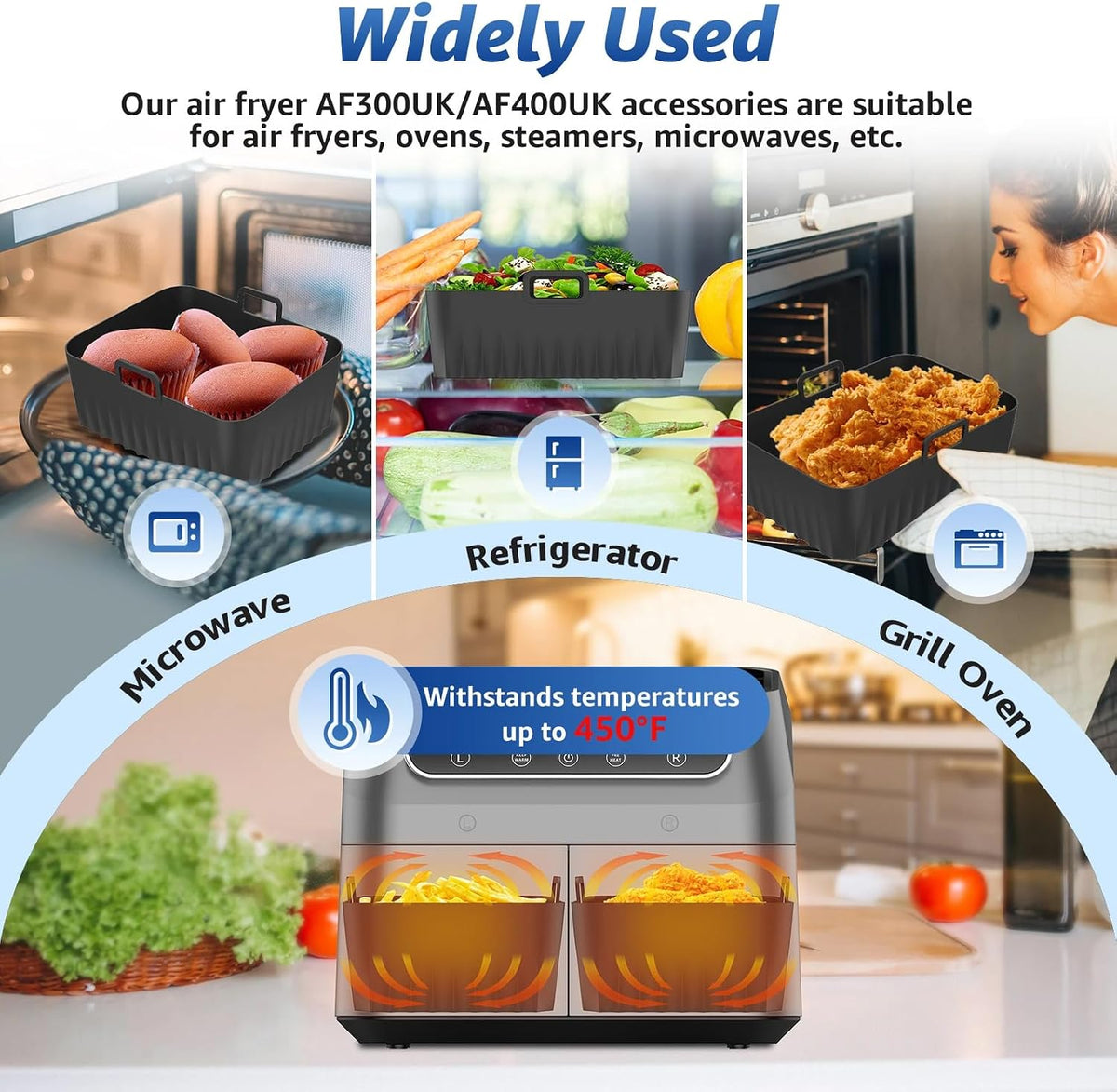 4Pcs Reusable Silicone Air Fryer Liners