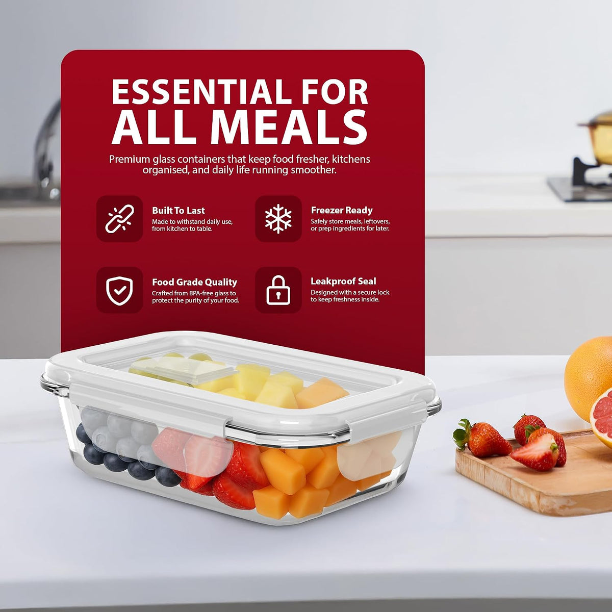 10-Piece Glass Meal Prep Container Set