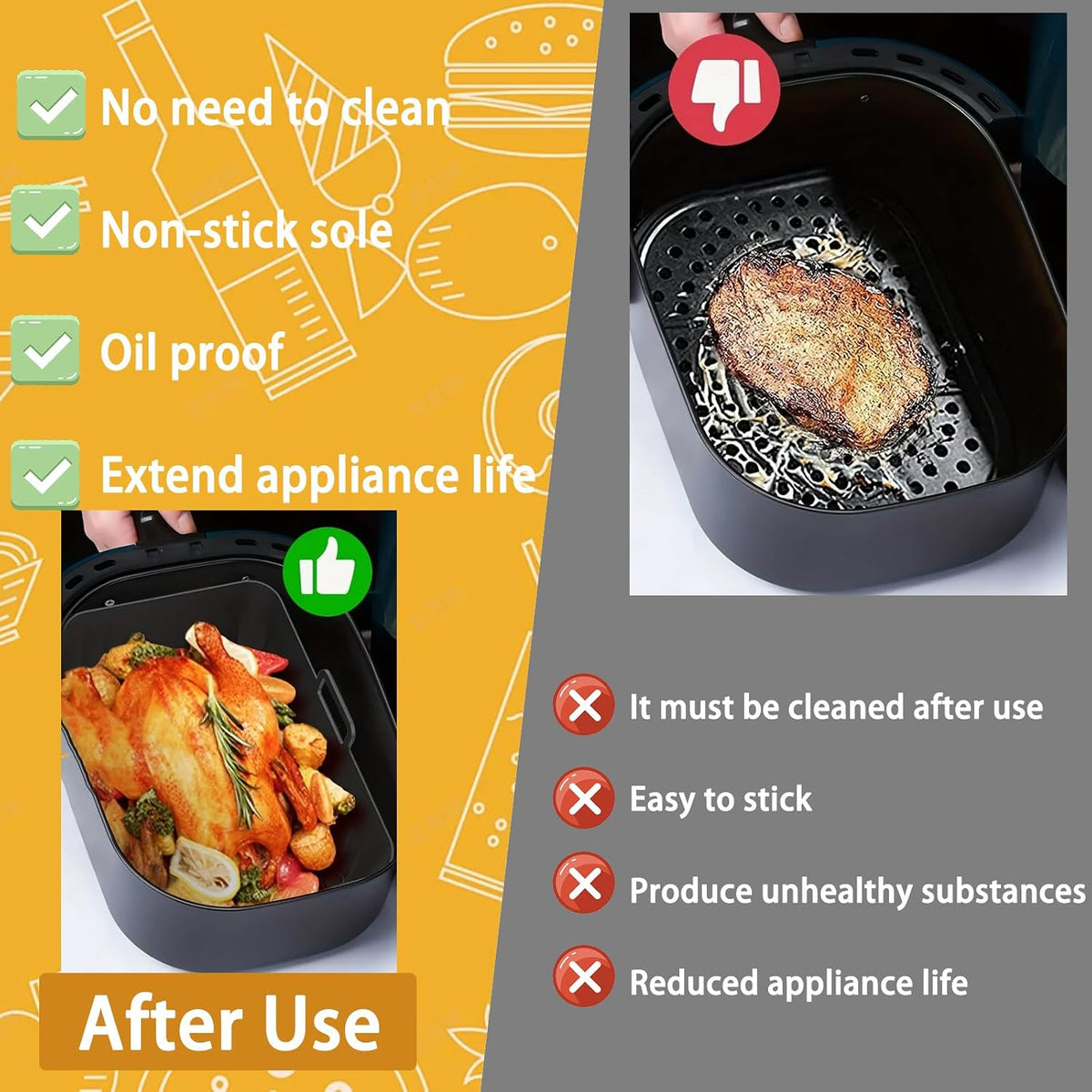 4Pcs Reusable Silicone Air Fryer Liners
