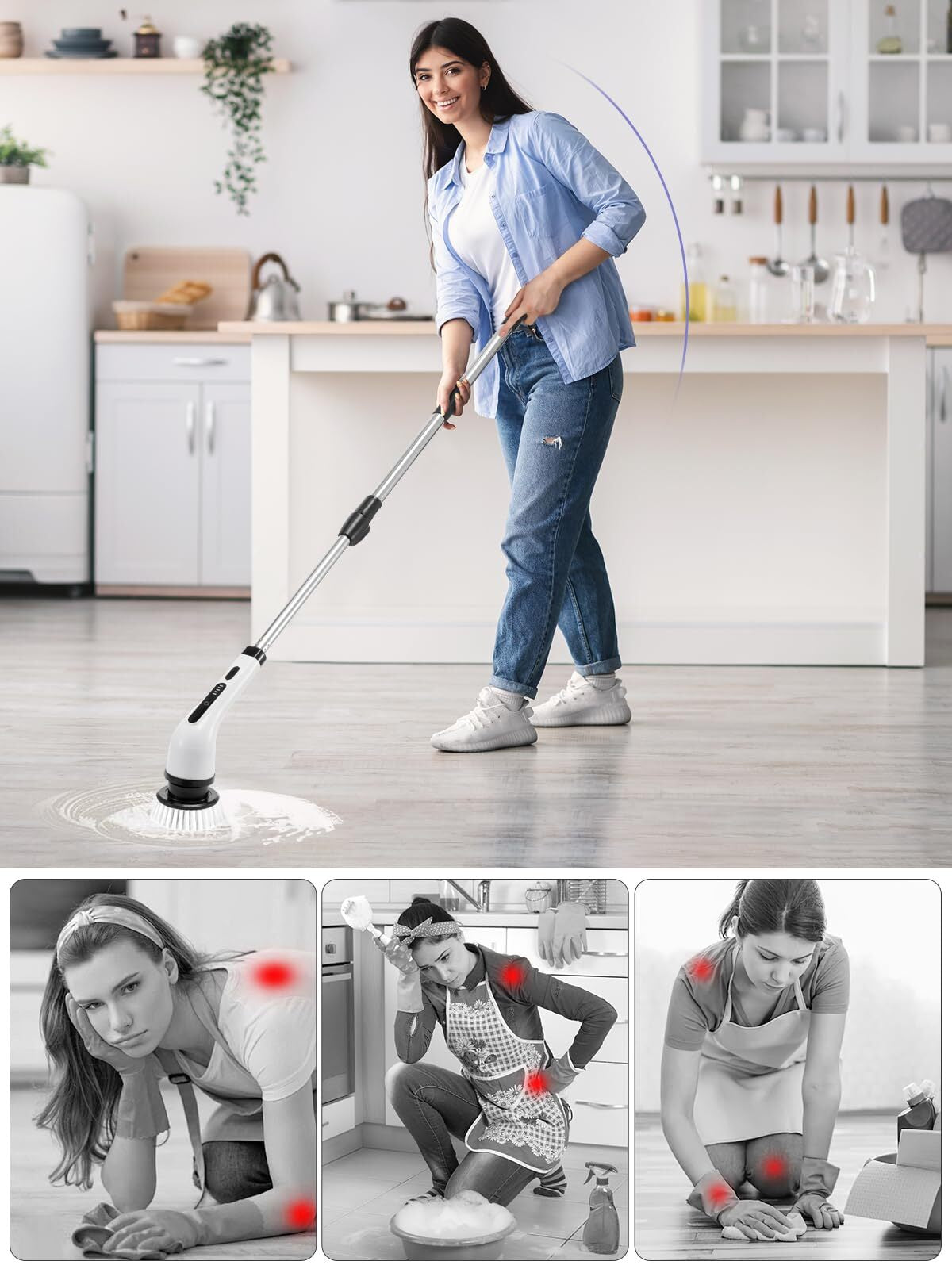Cordless Electric Spin Scrubber – 9 Brush Heads