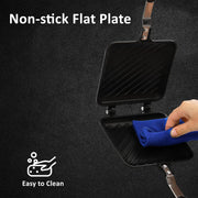 Sandwich Maker, Grilled Sandwich and Panini Maker Pan with Non-Stick Plates, Stovetop Toasted Sandwich Maker Aluminum Flip Pan for Home Kitchen, 5.9" L X 14.2" H