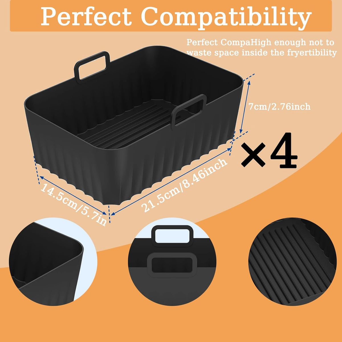 4Pcs Reusable Silicone Air Fryer Liners