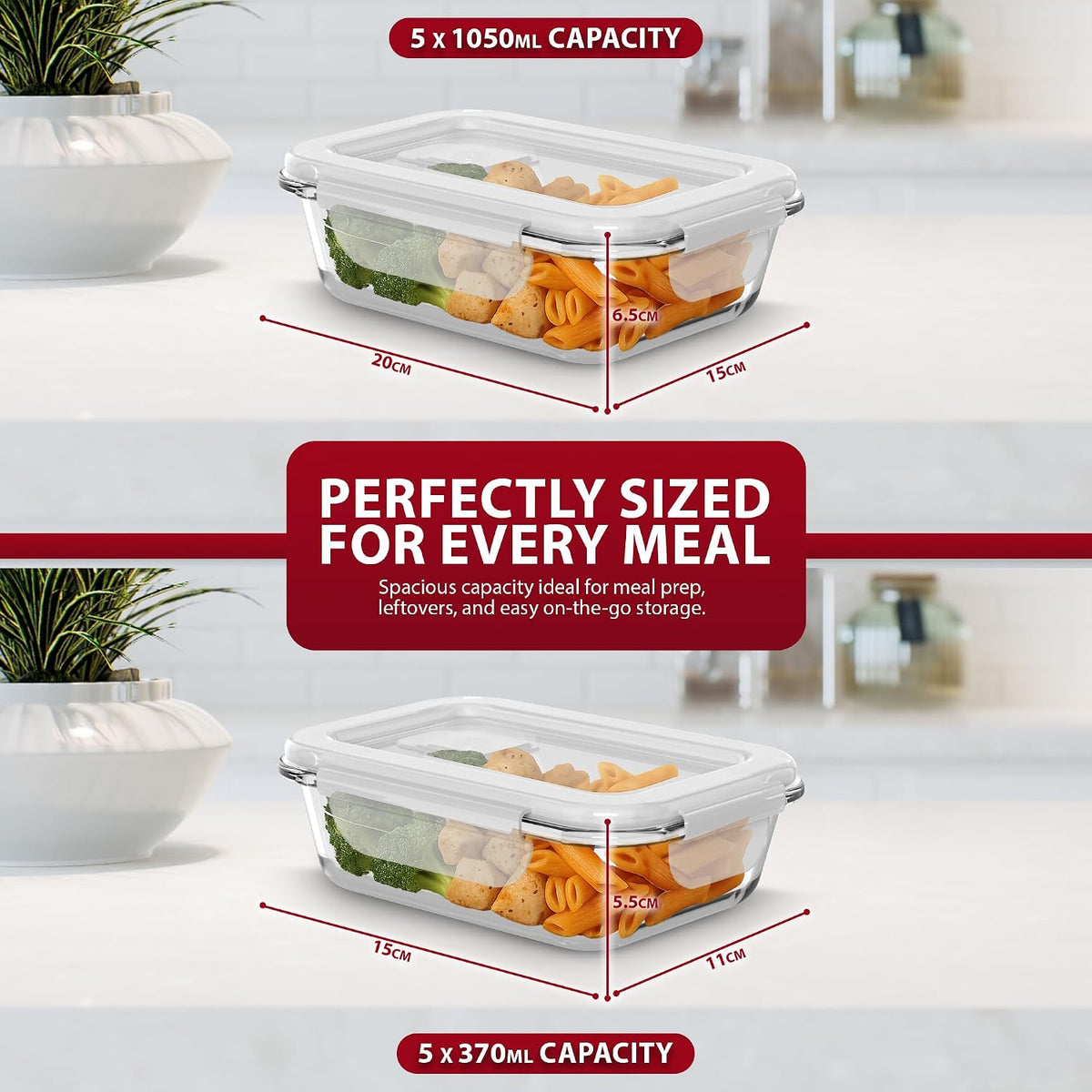 10-Piece Glass Meal Prep Container Set