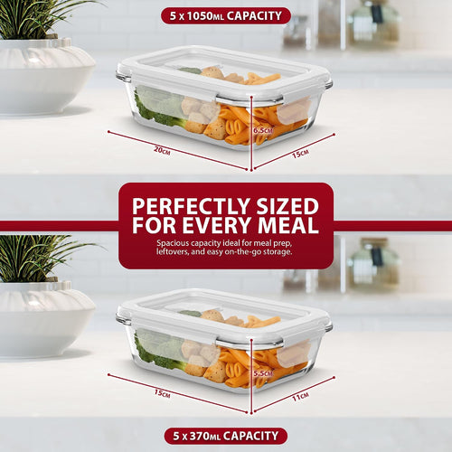 10-Piece Glass Meal Prep Container Set